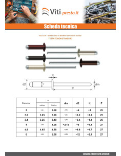 Rivetti a strappo Alumínio Pino de aço 3,2X6 Spessore Di... 2