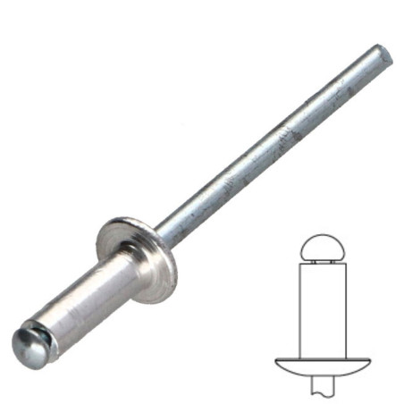 1 x Rivetti a strappo Alumínio Pino de aço 4.8X25 Testa tonda standard Ral7035 Grigio Luce