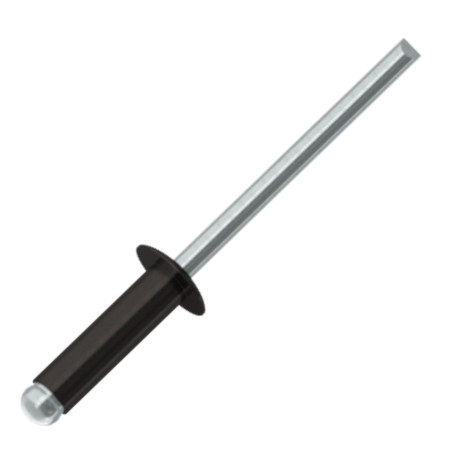 1 x Rivetti a strappo Alumínio Pino de aço 3.4X9 Testa tonda standard Nero