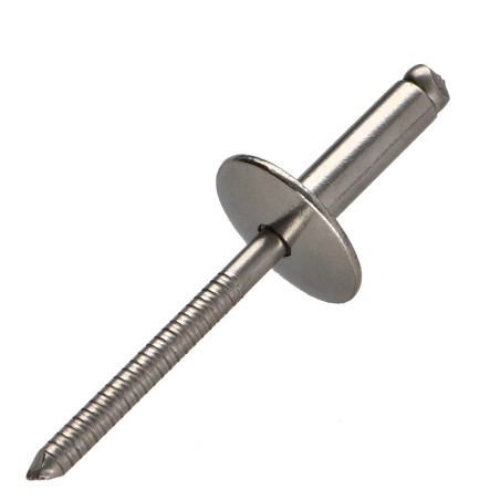 1 x Rivetto Cieco Tutto Acciaio Inox Testa Extra Large 4,8X23 Spessore Di Serraggio 15 con 18