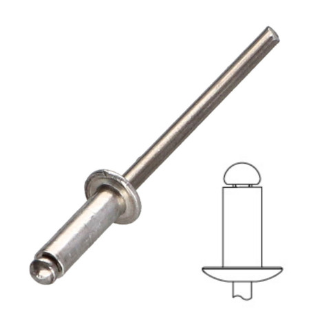 1 x Rivetto cieco, tutto in alluminio 4x6 Spessore Di Serraggio 0,5 con 2 Testa Piatta Ral7016 Grigio Antracite