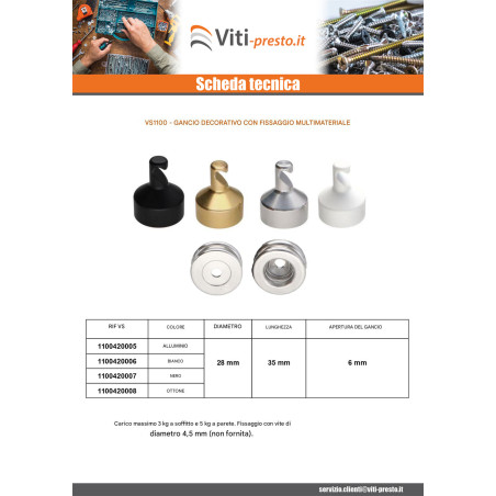 1 x Gancio decorativo Ottone con fissaggio multimateriale L'ATTACHANTE