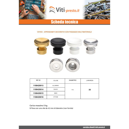 1 x Appendiabiti decorativo Ottone con fissaggio multimateriale L'ATTACHANTE