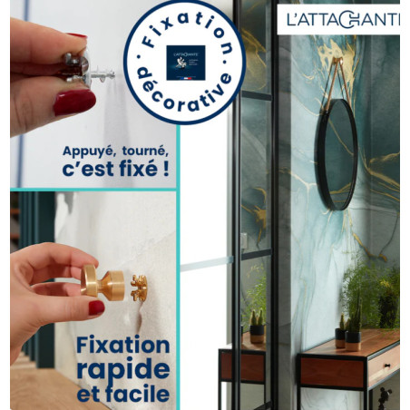 1 x Appendiabiti decorativo Alluminio Nero con fissaggio per cartongesso L'ATTACHANTE