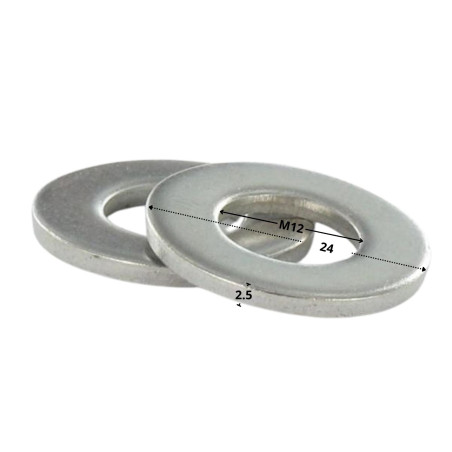 1 x Rondella Piatta M12X24X2.5 Serie Z Zincate