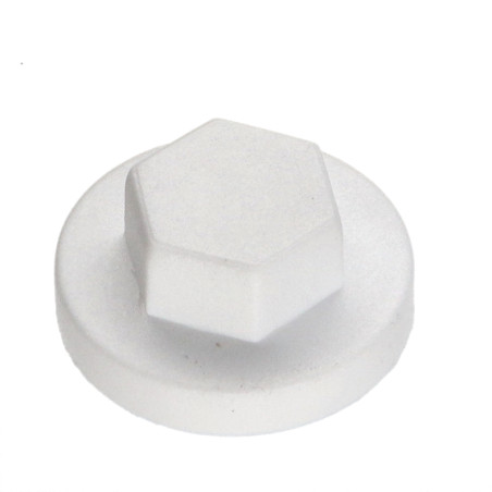 1 x Cappuccio Testa Esagonale Polietilene Ral9010 Bianco Puro per viti autofilettanti o lamiera di diametro 4,8-5,5