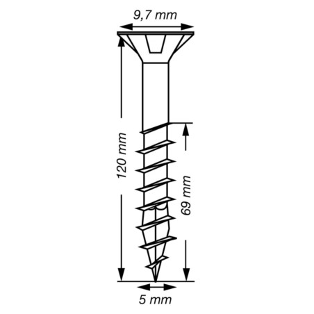 1 x Spax T-STAR DI PIÙ Testa Forata T20 Acciaio Inox A2 5X120 Filettata Su 69