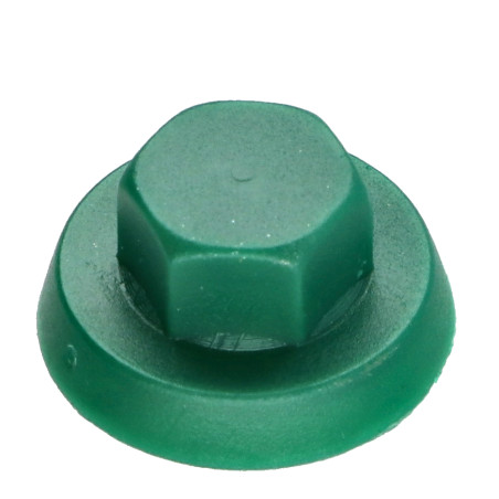 1 x Cappuccio Testa Esagonale Polietilene RAL6028 per viti autofilettanti o lamiera di diametro 6.3