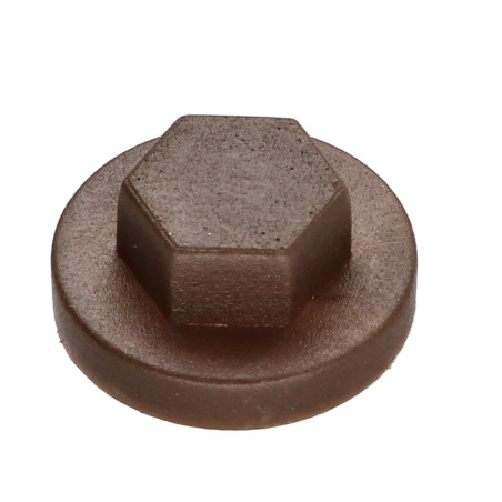 1 x Cappuccio Testa Esagonale Polietilene Ral8014 Marrone Seppia per viti autofilettanti o lamiera di diametro 6.3
