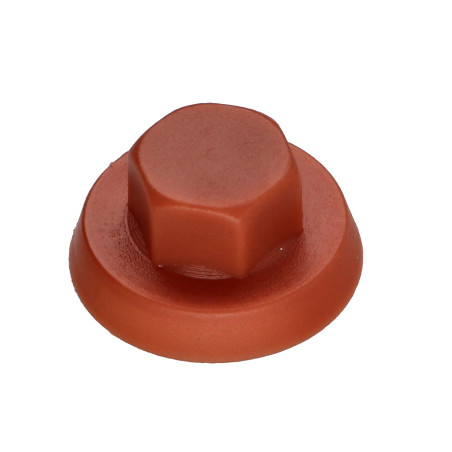 1 x Cappuccio Testa Esagonale Polietilene Ral8004 Marrone Rame per viti autofilettanti o lamiera di diametro 4,8-5,5