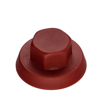 1 x Cappuccio Testa Esagonale Polietilene Ral3011 Rosso Marrone per viti autofilettanti o lamiera di diametro 4,8-5,5