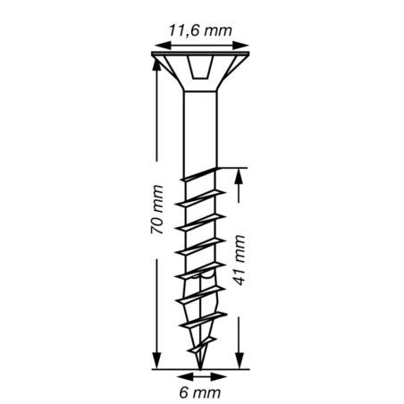 1 x Spax T-STAR DI PIÙ Testa Forata T30 Acciaio Inox A2 6X70 Filettata Su 41