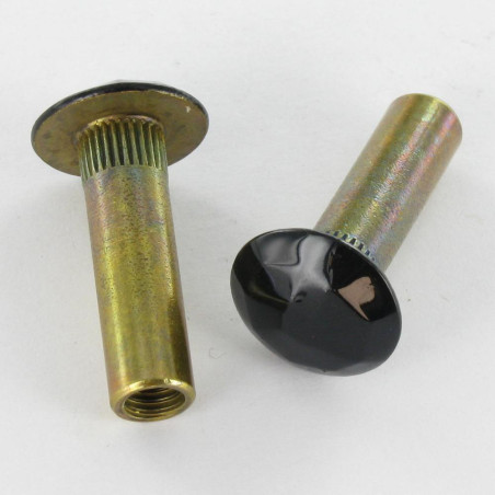 1 x Dado Manicotto MARTELLO 8X28 Maschiatura Foro Cieco M6 Ottone Ral9005 Nero Intenso