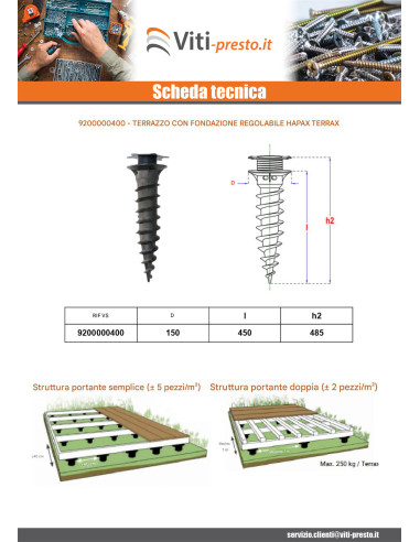 1 x Base regolabile HAPAX TERRAX 450 mm