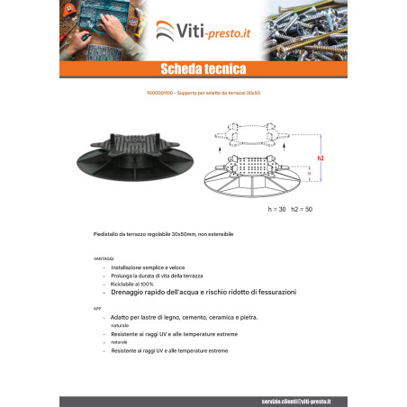 1 x Supporto della lastra terrazza 30X50