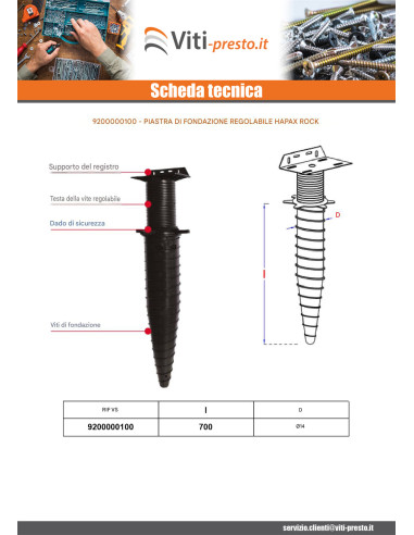 1 x Base regolabile HAPAX ROCK 140X700