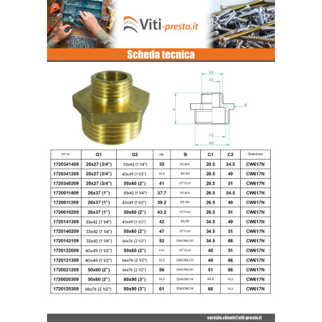 1 x Figura del capezzolo ridotto 245 Maschio / Maschio 8x13 (1/4") X 12x17 (3/8') Ottone Cromato