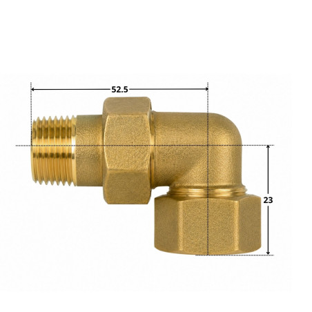 1 x Raccordo a gomito piatto 15x21 (1/2") Maschio/Femmina Ottone Figura 97