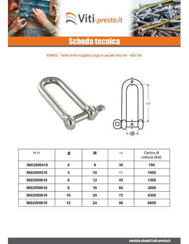 1 x Grillo Destra Lunga Forgiata Acciaio Inox...