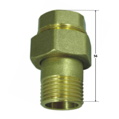 1 x Raccordo di giunzione diritto sferico-conico 20x27 (3/4") Maschio/Femmina Ottone Figura 341