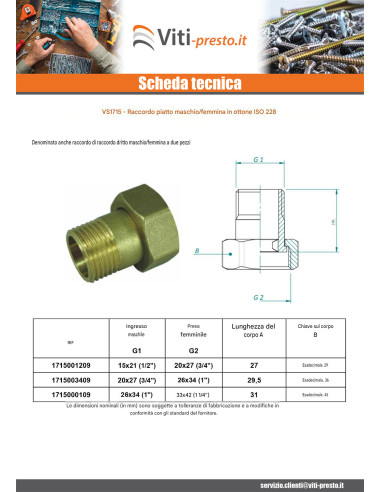 1 x Raccordo piatto Maschio/Femmina 20x27...