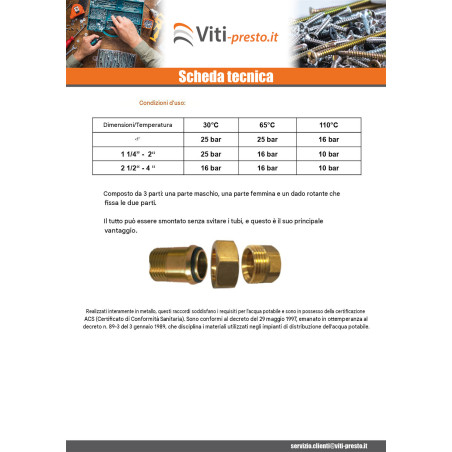 1 x Raccordo diritto con guarnizione O-ring 15x21 (1/2") Maschio/Femmina Ottone Figura 341