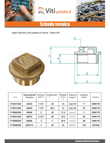 1 x Spina maschio Figura 290 8x13 (1/4") Ottone