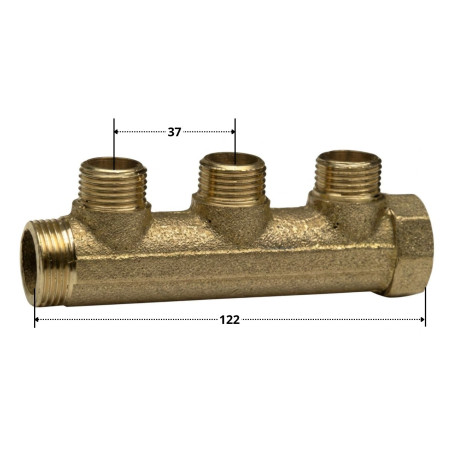 1 x Manifold 3 uscite 26x34 (1") Maschio/Femmina Ottone per impianti idraulici sanitari