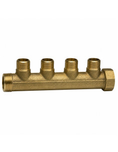 Manifold 4 uscite 26x34 (1") Maschio/Femmina Ottone per...