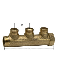 Manifold 3 uscite 20x27 (3/4") Maschio/Femmina Ottone per... 2