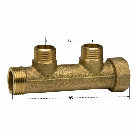 1 x Manifold 2 uscite 26x34 (1") Maschio/Femmina Ottone per impianti idraulici sanitari
