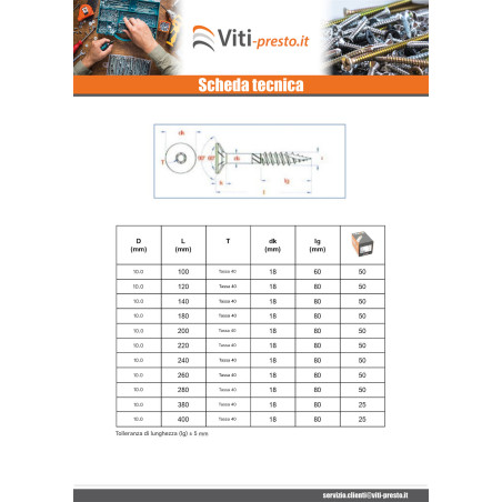 1 x Vite per telaio TEKOR Testa Forata Dentellato T40 8X320 Filettata Su 80 cut Chiodo Anti-Spacco 17 Zincate