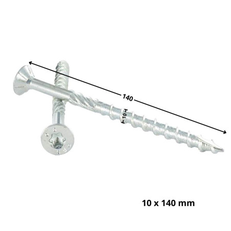 1 x Vite per telaio TEKOR Testa Forata Dentellato T40 10X140 Filettata Su 80 cut Chiodo Anti-Spacco 17 Zincate