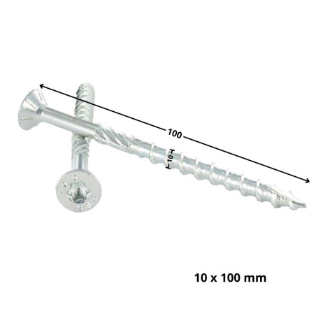 1 x Vite per telaio TEKOR Testa Forata Dentellato T40 10X100 Filettata Su 60 cut Chiodo Anti-Spacco 17 Zincate