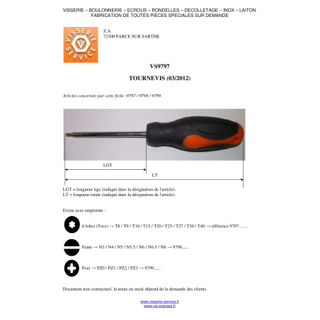 1 x Cacciavite T30 Lunghezza Totale 220 Lunghezza Barra Filettata Metallica 115