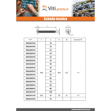 1 x Vite Per Lamiera Testa Cilindrica Bombata 6,3X45 T30 Acciaio Inox A4