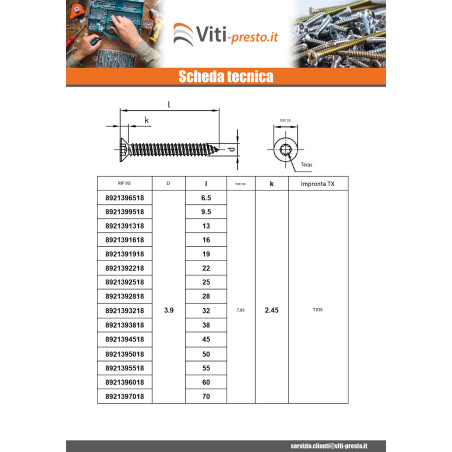 1 x Vite Per Lamiera Testa Forata 3,5X13 T15 Acciaio Inox A4