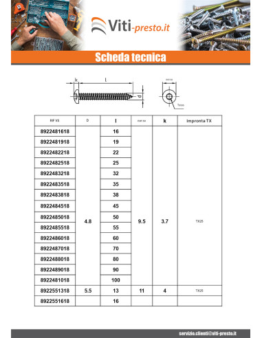 1 x Vite Per Lamiera Testa Cilindrica Bombata...