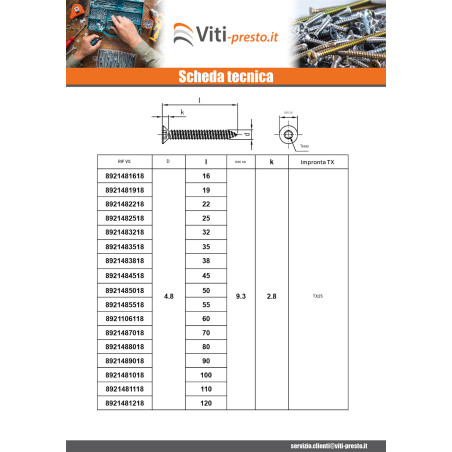 1 x Vite Per Lamiera Testa Forata 5,5X100 T25 Acciaio Inox A4