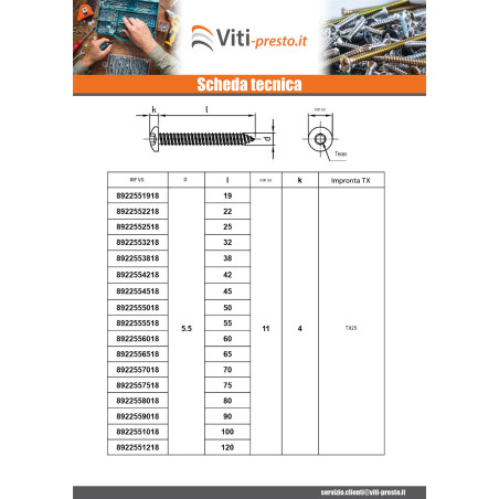 1 x Vite Per Lamiera Testa Cilindrica Bombata 4,8 x 22 T25 Acciaio Inox A4