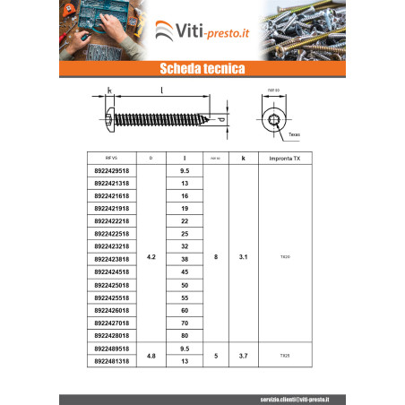1 x Vite Per Lamiera Testa Cilindrica Bombata 6,3X13 T30 Acciaio Inox A4