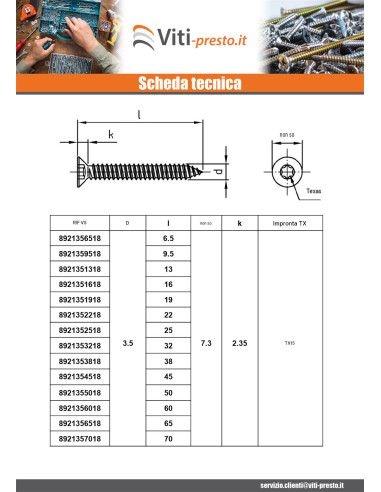 1 x Vite Per Lamiera Testa Forata 6,3 x 120 T30...