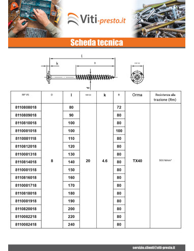 1 x Vite Per Legno Testa Cilindrica Acciaio...