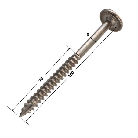 1 x Vite Per Legno Testa Cilindrica Acciaio Inox A2 6X100 Filettata Su 70 T25 Diametro Della Testa: 15