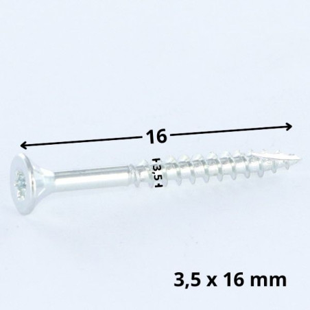 1 x Viti per legno TEKOR Testa Forata Dentellato 3,5X16 T15 Zincate Discussione completa cut Chiodo Anti-Spacco 17