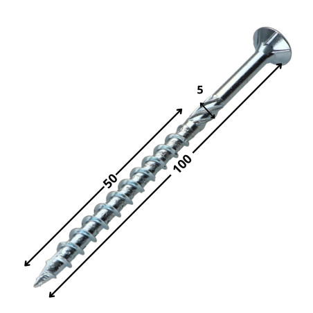 1 x Vite per telaio TEKOR Testa Forata Dentellato T25 5X100 Filettata Su 50 cut Chiodo Anti-Spacco 17 Zincate