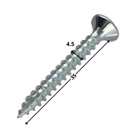 1 x Viti per legno TEKOR Testa Forata Dentellato 4,5X35 T25 Zincate Discussione completa cut Chiodo Anti-Spacco 17