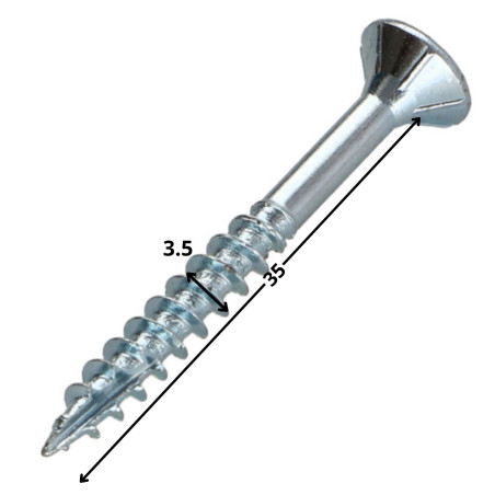 1 x Viti per legno TEKOR Testa Forata Dentellato 3,5X35 Filettata Su 21 T15 Zincate cut Chiodo Anti-Spacco 17