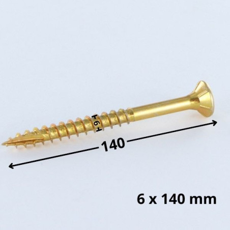 1 x Viti per legno TEKOR Testa Forata Dentellato 6X140 Filettata Su 70 T30 ZBCR3+ cut Chiodo Anti-Spacco 17