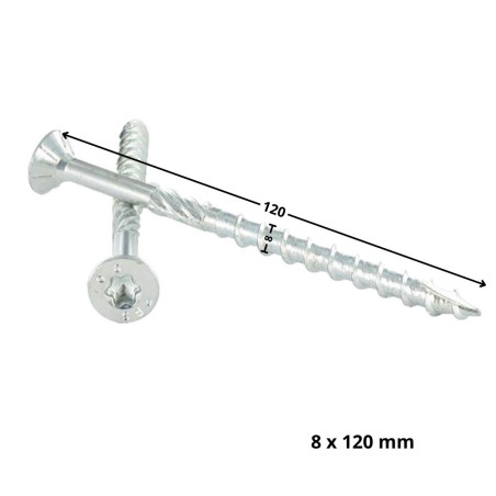 1 x Vite per telaio TEKOR Testa Forata Dentellato T40 8X120 Filettata Su 70 cut Chiodo Anti-Spacco 17 Zincate